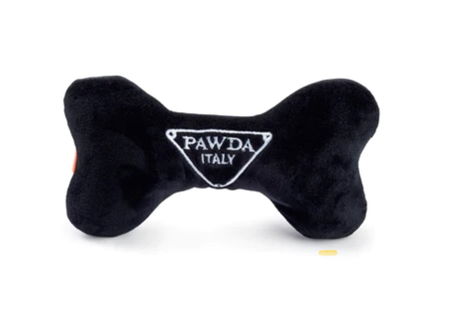 HAUTE DIGGITY DOG Black Checker Chewy Vuiton Bone Plush Dog Toy