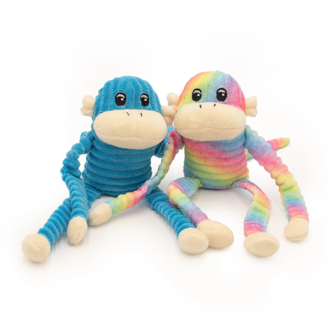 Spencer the Crinkle Monkey 2 pack Small Blue and Rainbow
